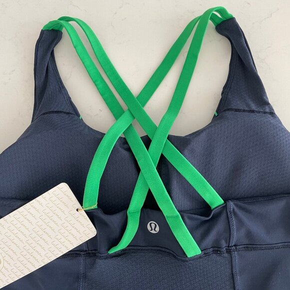 Lululemon Energy Tank Top Slalom Stripe Inkwell in Navy & Green NWT - Picture 8 of 9